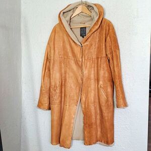Brogden | Vintage Leather Hooded Lined Trench Coat
